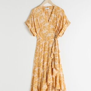 & Other Stories yellow print wrap dress